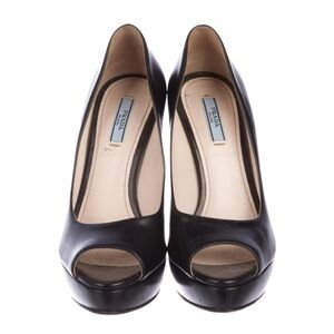Prada Black Leather Heels - Excellent Condition Size 37